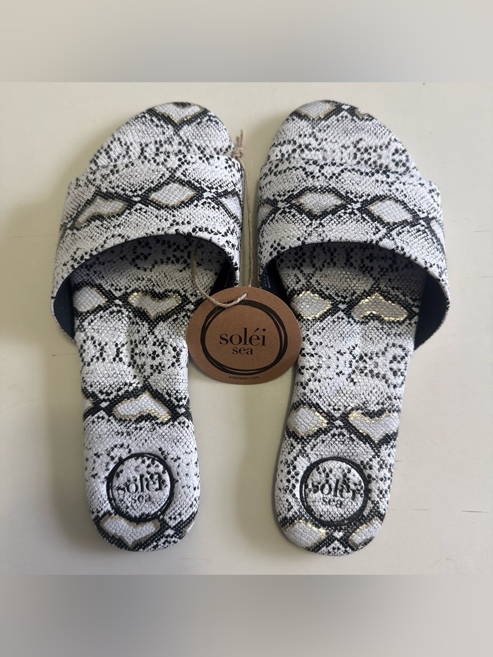 SOLEI SEA SANDALS WOMEN'S JOLIE PYTHON VEGAN SLIDES SIZE 7 NEW NWT